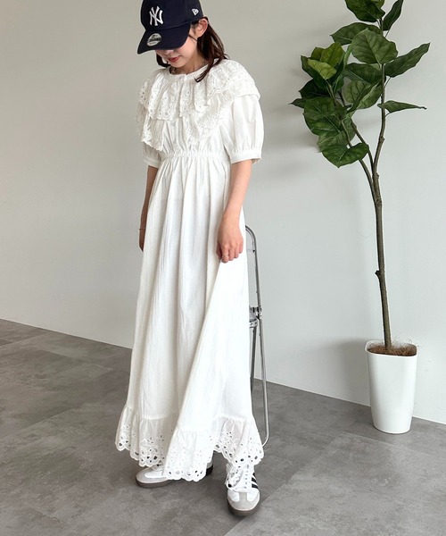 apres jour mignon(アプレジュールミニョン)の「襟裾レースワンピース【ZOZOTOWN限定アイテム】(ワンピース・レディース・オフホワイト/ブラック・MEDIUM/SMALL/X-LARGE)」の6枚目の写真