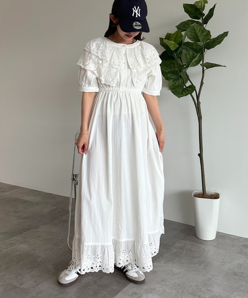 apres jour mignon(アプレジュールミニョン)の「襟裾レースワンピース【ZOZOTOWN限定アイテム】(ワンピース・レディース・オフホワイト/ブラック・MEDIUM/SMALL/X-LARGE)」の7枚目の写真