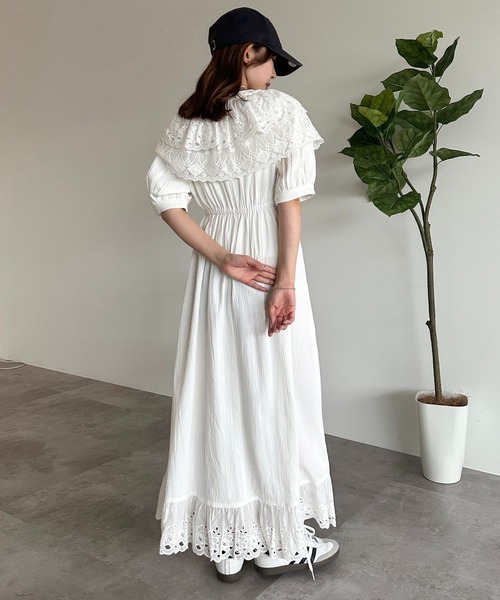 apres jour mignon(アプレジュールミニョン)の「襟裾レースワンピース【ZOZOTOWN限定アイテム】(ワンピース・レディース・オフホワイト/ブラック・MEDIUM/SMALL/X-LARGE)」の9枚目の写真