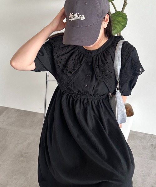 apres jour mignon(アプレジュールミニョン)の「襟裾レースワンピース【ZOZOTOWN限定アイテム】(ワンピース・レディース・オフホワイト/ブラック・MEDIUM/SMALL/X-LARGE)」の10枚目の写真