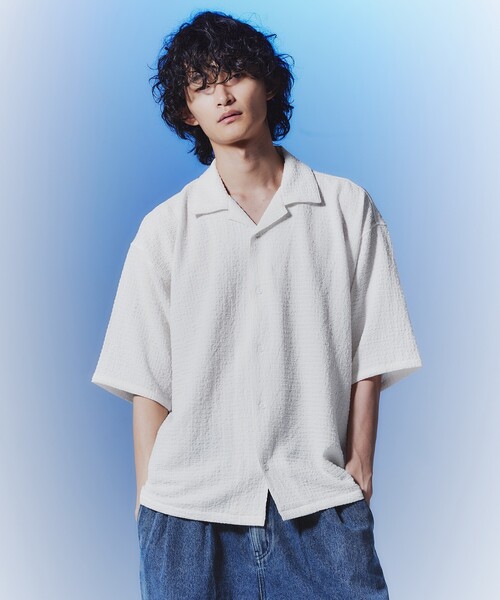 tk.TAKEO KIKUCHI(ティーケータケオキクチ)の「◆楊柳オープンカラーシャツ(シャツ/ブラウス・メンズ・ブルー/ダークブラウン/オフホワイト/ブラック・02/03)」の2枚目の写真