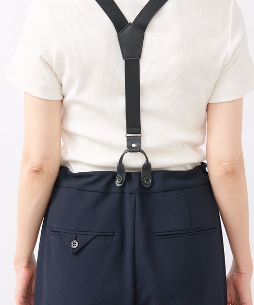リヴドロワ　パンツ　サスペンダー付き　グレー　セミフレアパンツ RIVE DROITE（リヴドロワ）の「2サイズ展開/サスペンダーパンツ