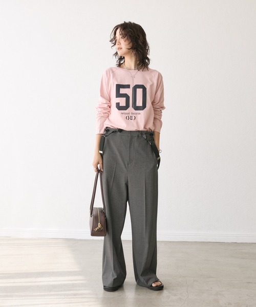 RIVE DROITE（リヴドロワ）の「【履くだけで決まる】サスペンダーセミフレアパンツ（その他パンツ・レディース・ネイビー/グレー・36/38）」の4枚目の写真