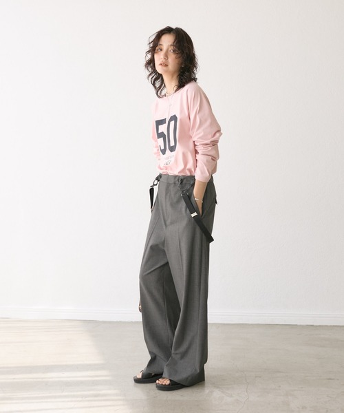 RIVE DROITE（リヴドロワ）の「【履くだけで決まる】サスペンダーセミフレアパンツ（その他パンツ・レディース・ネイビー/グレー・36/38）」の6枚目の写真