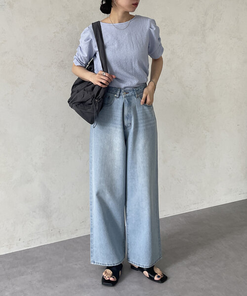 Thevon(ゼボン)の「ナイロンギャザーポケットバッグ(ボストンバッグ・レディース・チャコールグレー/ホワイト系その他・FREE)」の14枚目の写真