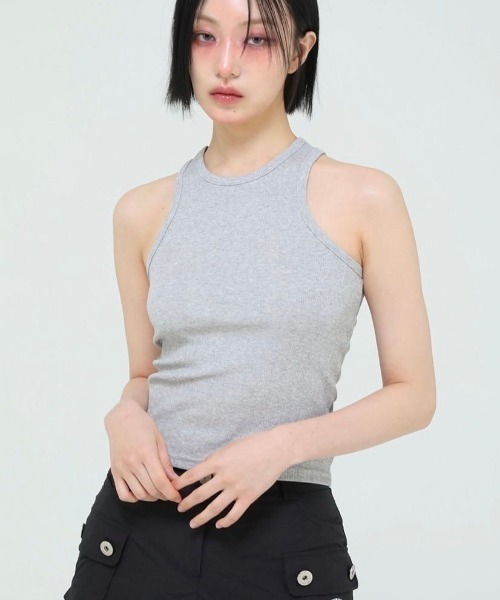 UGLY SHADOW(アグリーシャドウ)の「【Uglyshadow】BEADS MANGO SLEEVELESS / 【アグリーシャドウ】ビーズシンプルタンクトップ(タンクトップ・レディース・グレー/ピンク/ホワイト/ブラック・ONE SIZE)」の1枚目の写真