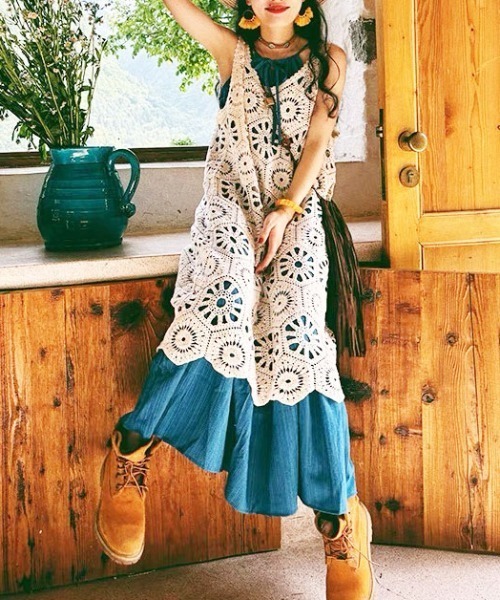 セール】【垢抜けレイヤードアイテム】クロシェ編みノースリーブ