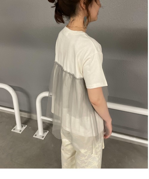 【セール】【WEB・一部店舗限定】チュールドッキングカットソー（Tシャツ/カットソー）｜rbby ROSEBUD（アールビーバイローズバッド）