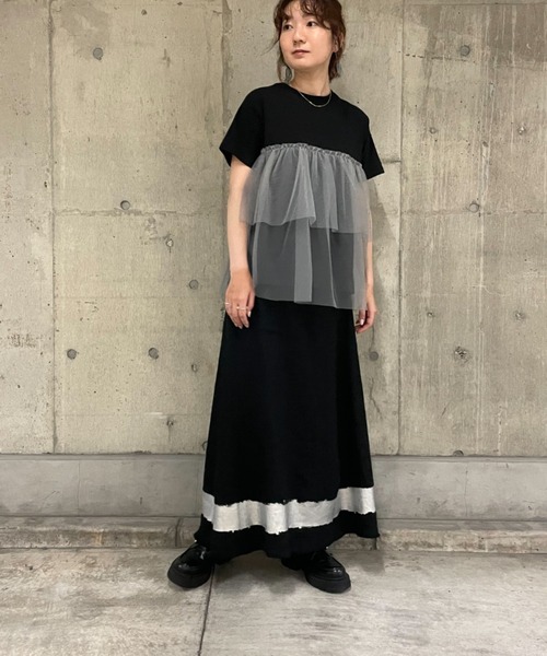 【セール】【WEB・一部店舗限定】チュールドッキングカットソー（Tシャツ/カットソー）｜rbby ROSEBUD（アールビーバイローズバッド）