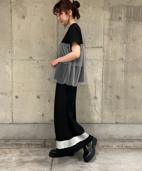 【セール】【WEB・一部店舗限定】チュールドッキングカットソー（Tシャツ/カットソー）｜rbby ROSEBUD（アールビーバイローズバッド）