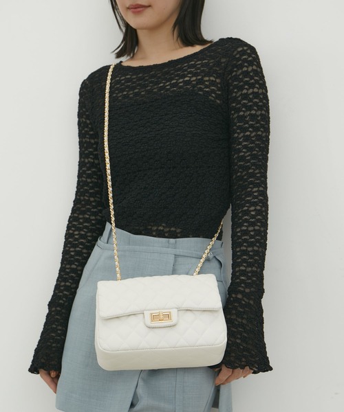 VIS（ビス）の「チェーンショルダーキルティングバッグ（ショルダーバッグ・レディース・ブラック/ブラック系その他3/オフホワイト・FREE）」の8枚目の写真