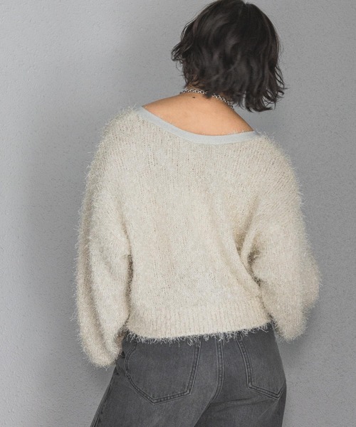 PAGEBOY(ページボーイ)の「ラメファインフェザーZIPカーディガン(カーディガン/ボレロ・レディース・ブラック/ライトブルー/アイボリー/モカ/グレー/レモンイエロー・FREE)」の10枚目の写真