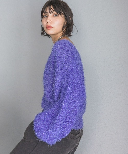 PAGEBOY(ページボーイ)の「ラメファインフェザーZIPカーディガン(カーディガン/ボレロ・レディース・ブラック/ライトブルー/アイボリー/モカ/グレー/レモンイエロー・FREE)」の18枚目の写真