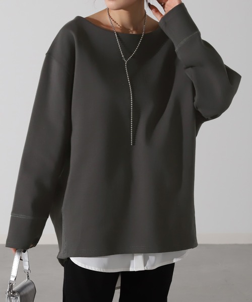 HUG.U(ハグユー)の「コクーンシルエットプルオーバー(Tシャツ/カットソー・レディース・ダークグレー/ホワイト系その他/ブラック・FREE)」の10枚目の写真
