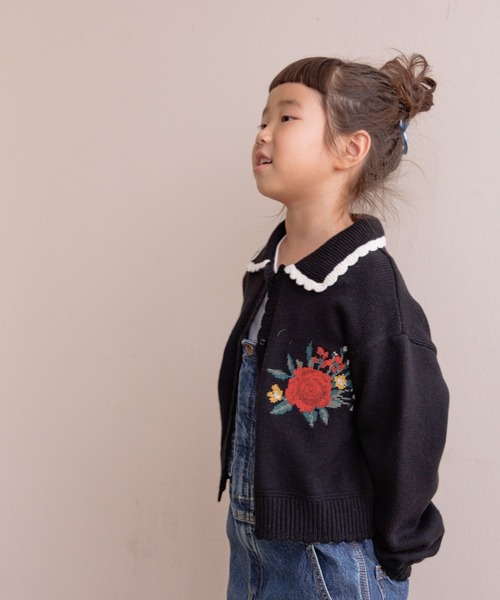 LOWRYS FARM（ローリーズファーム）の「クロスステッチフラワーカーディガン　145396（カーディガン/ボレロ・キッズ・イエロー/ブラック・120cm/130cm/140cm/150cm/110cm）」の16枚目の写真