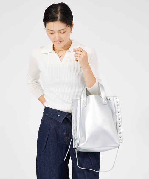 ABAHOUSE（アバハウス）の「【cheek /チーク】rivet 2way tote/リベット2way トートバッグ/ユニセックス（トートバッグ・メンズ・ブラック/シルバー/キャメル・フリー）」の20枚目の写真