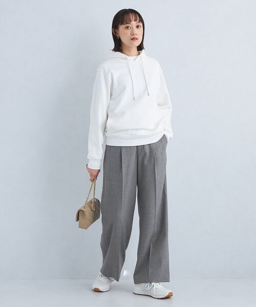 green label relaxing（グリーンレーベルリラクシング）の「［size SHORT/TALLあり］ビューティー サキソニー パンツ（スラックス・レディース・オフホワイト/ライトグレー/ネイビー・SHORT/34/36/38/40/TALL）」の5枚目の写真