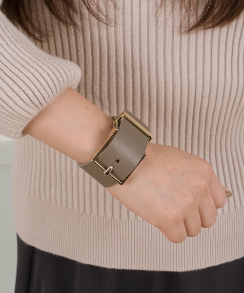 MAISON BOINET(メゾンボワネ)の「【Maison Boinet/メゾンボワネ】ワイドレザーブレスレット 牛革(ブレスレット・レディース・ライトグレー/ブラウン/ブラック/ダークグレー・FREE)」の14枚目の写真