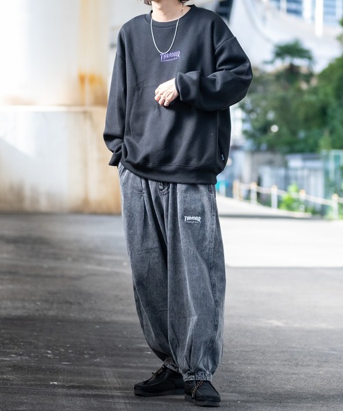 THRASHER（スラッシャー）の「【3】〔THRASHER/スラッシャー〕デニム/カツラギ ワイドバルーン ダーツパンツ（デニムパンツ・メンズ・ブラック/サックスブルー/オフホワイト/ダークブラック/ベージュ・MEDIUM/LARGE/X-LARGE）」の13枚目の写真