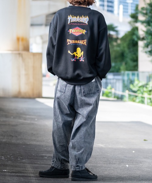 THRASHER（スラッシャー）の「【3】〔THRASHER/スラッシャー〕デニム/カツラギ ワイドバルーン ダーツパンツ（デニムパンツ・メンズ・ブラック/サックスブルー/オフホワイト/ダークブラック/ベージュ・MEDIUM/LARGE/X-LARGE）」の15枚目の写真