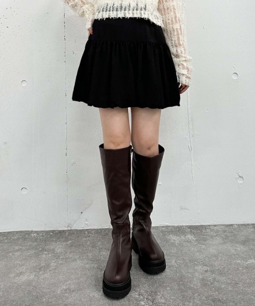 archives（アルシーヴ）の「バルーンヘムミニスカート（スカート・レディース・ベージュ/ブラック・MEDIUM）」の13枚目の写真