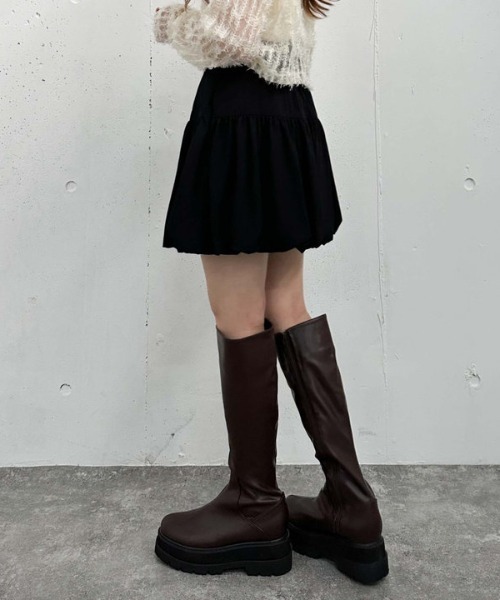 archives（アルシーヴ）の「バルーンヘムミニスカート（スカート・レディース・ベージュ/ブラック・MEDIUM）」の14枚目の写真