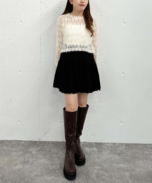 archives（アルシーヴ）の「バルーンヘムミニスカート（スカート・レディース・ベージュ/ブラック・MEDIUM）」の16枚目の写真