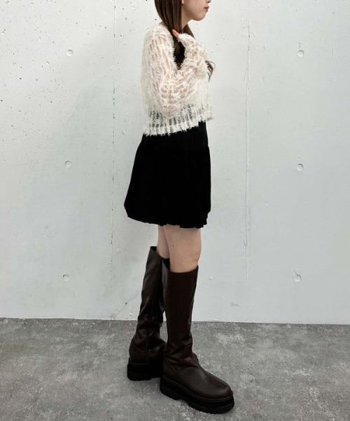 archives（アルシーヴ）の「バルーンヘムミニスカート（スカート・レディース・ベージュ/ブラック・MEDIUM）」の17枚目の写真