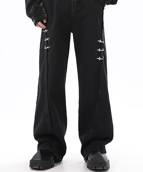 【セール】留め具デザインラインデニムパンツ（デニムパンツ）｜ROOPTOKYO（ループトウキョウ）