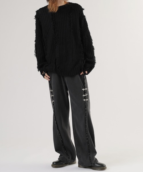 ROOPTOKYO（ループトウキョウ）の「留め具デザインラインデニムパンツ（デニムパンツ・メンズ・ブラック・FREE）」の6枚目の写真