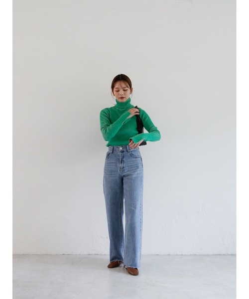 Katrin TOKYO（カトリーントーキョー）の「stripe rib turtle knit（ニット/セーター・レディース・オレンジ/グリーン・FREE/XS）」の5枚目の写真