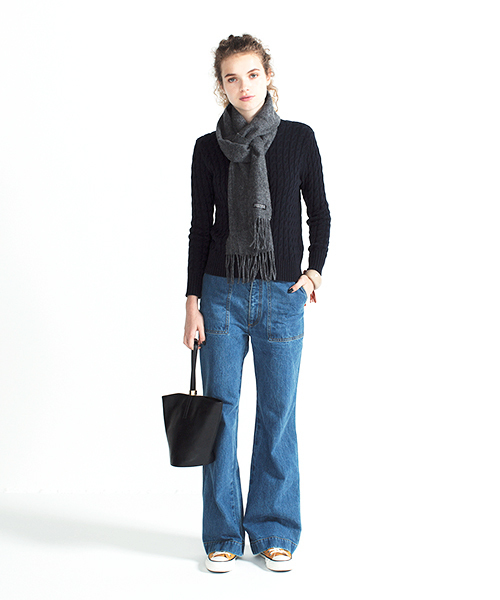 Sheta（シータ）の「コットンケーブルPO（ニット/セーター・レディース・ネイビー/オフホワイト・FREE）」の10枚目の写真