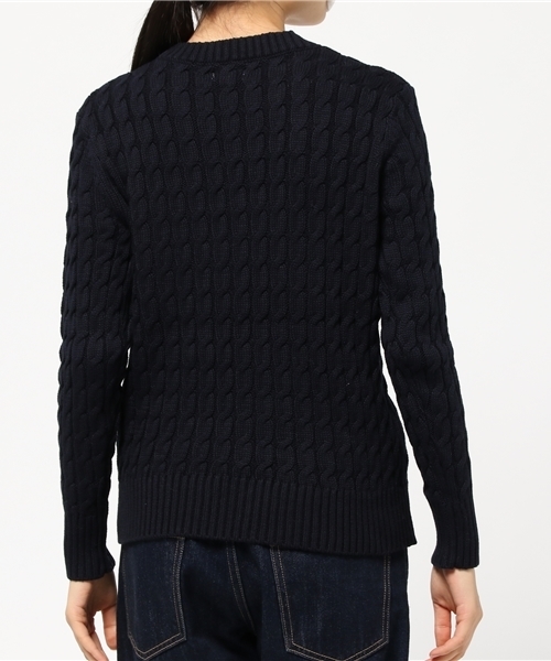 Sheta（シータ）の「コットンケーブルPO（ニット/セーター・レディース・ネイビー/オフホワイト・FREE）」の5枚目の写真