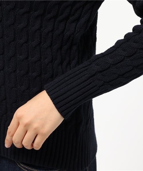 Sheta（シータ）の「コットンケーブルPO（ニット/セーター・レディース・ネイビー/オフホワイト・FREE）」の7枚目の写真