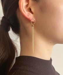 ノットデザインロングピアス (両耳用)