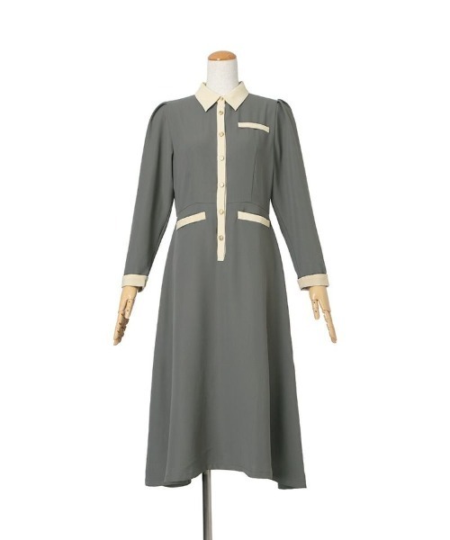 an another angelus（アンアナザーアンジェラス）の「バイカラーレトロシャツワンピース/ananotherangelus（シャツワンピース・レディース・チャコールグレー/ブラック×ホワイト・FREE）」の10枚目の写真