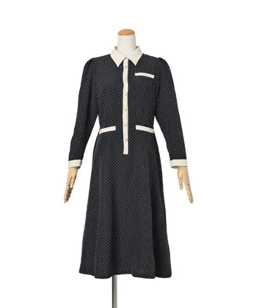 an another angelus（アンアナザーアンジェラス）の「バイカラーレトロシャツワンピース/ananotherangelus（シャツワンピース・レディース・チャコールグレー/ブラック×ホワイト・FREE）」の11枚目の写真