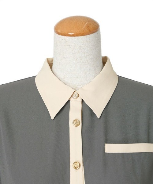 an another angelus（アンアナザーアンジェラス）の「バイカラーレトロシャツワンピース/ananotherangelus（シャツワンピース・レディース・チャコールグレー/ブラック×ホワイト・FREE）」の14枚目の写真