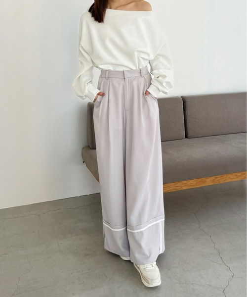 Olu.(オルドット)の「ターンバックワイドパンツ(その他パンツ・レディース・チャコールグレー/グレイッシュベージュ/ライトグレー・FREE)」の17枚目の写真