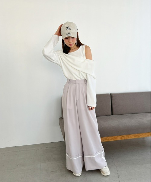 Olu.(オルドット)の「ターンバックワイドパンツ(その他パンツ・レディース・チャコールグレー/グレイッシュベージュ/ライトグレー・FREE)」の22枚目の写真