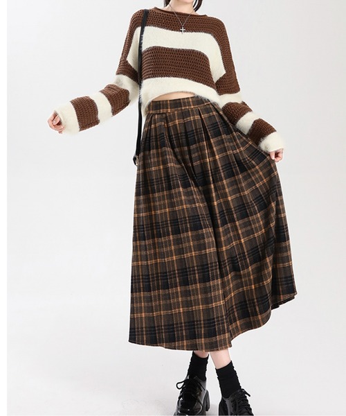 AMAJI（アマジ）の「チェック柄フレアスカート（スカート・レディース・レッド/イエロー・SMALL/MEDIUM/LARGE）」の3枚目の写真