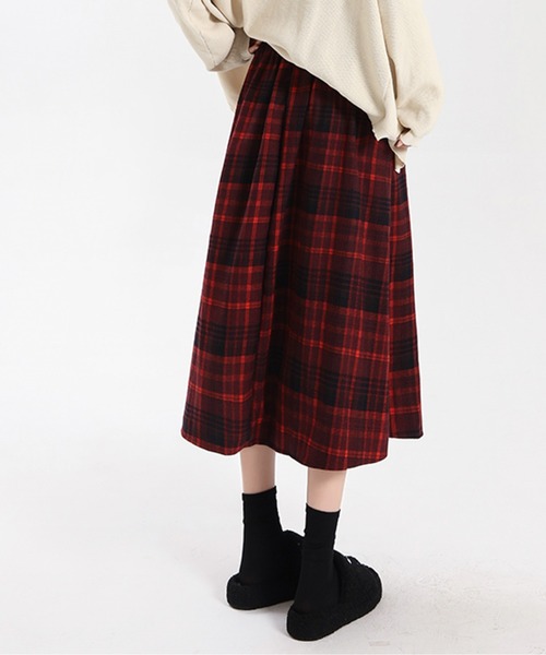 AMAJI（アマジ）の「チェック柄フレアスカート（スカート・レディース・レッド/イエロー・SMALL/MEDIUM/LARGE）」の5枚目の写真