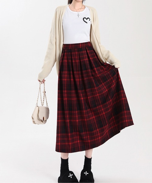 AMAJI（アマジ）の「チェック柄フレアスカート（スカート・レディース・レッド/イエロー・SMALL/MEDIUM/LARGE）」の6枚目の写真