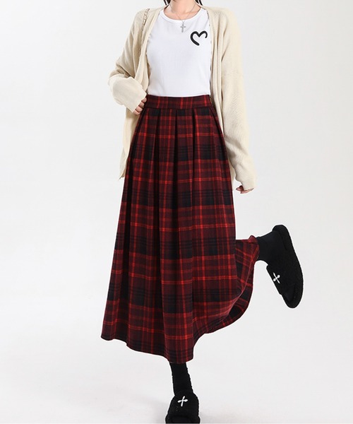 AMAJI（アマジ）の「チェック柄フレアスカート（スカート・レディース・レッド/イエロー・SMALL/MEDIUM/LARGE）」の8枚目の写真