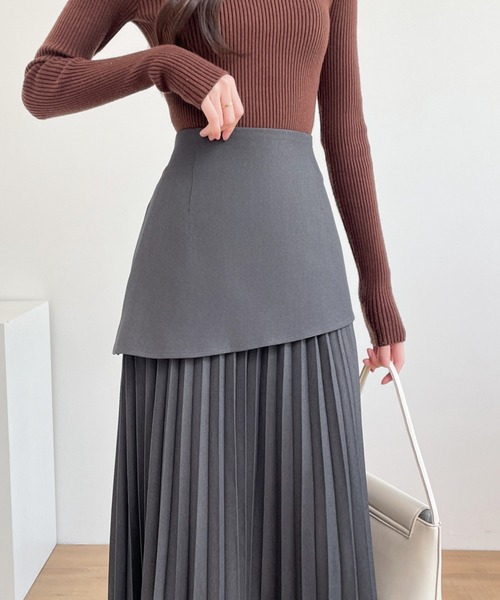 【セール】アシメレイヤード風プリーツスカート（スカート）｜ABITOKYO（アビトーキョー） 5,544円