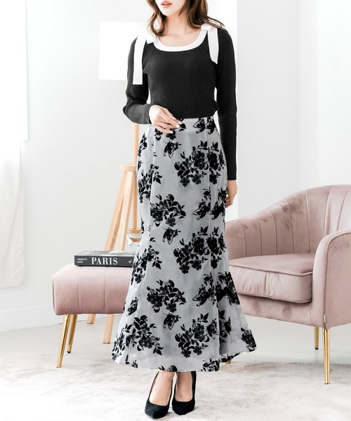 フロッキーフラワーマーメイドスカート（スカート）｜JULIA BOUTIQUE（ジュリアブティック）