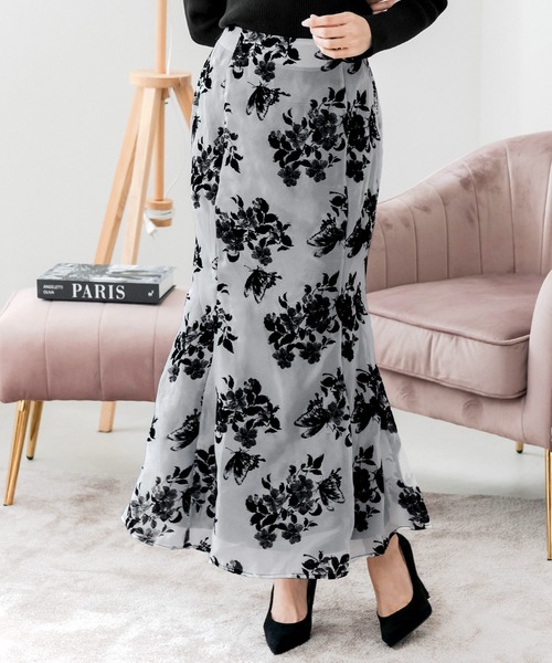 フロッキーフラワーマーメイドスカート（スカート）｜JULIA BOUTIQUE（ジュリアブティック）