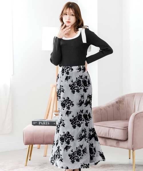 フロッキーフラワーマーメイドスカート（スカート）｜JULIA BOUTIQUE（ジュリアブティック）