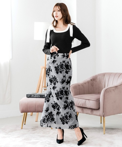 フロッキーフラワーマーメイドスカート（スカート）｜JULIA BOUTIQUE（ジュリアブティック）