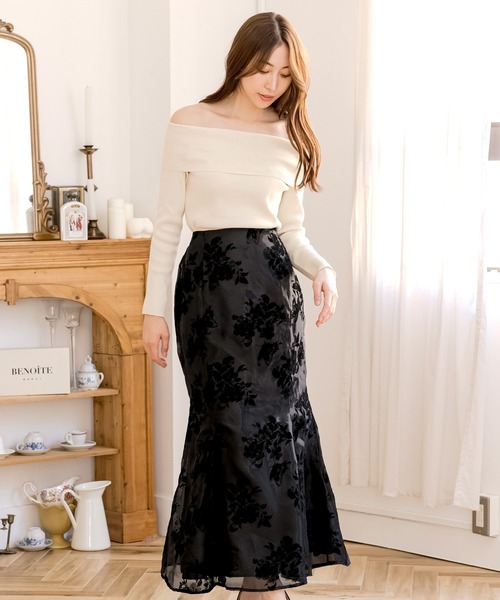 フロッキーフラワーマーメイドスカート（スカート）｜JULIA BOUTIQUE（ジュリアブティック）